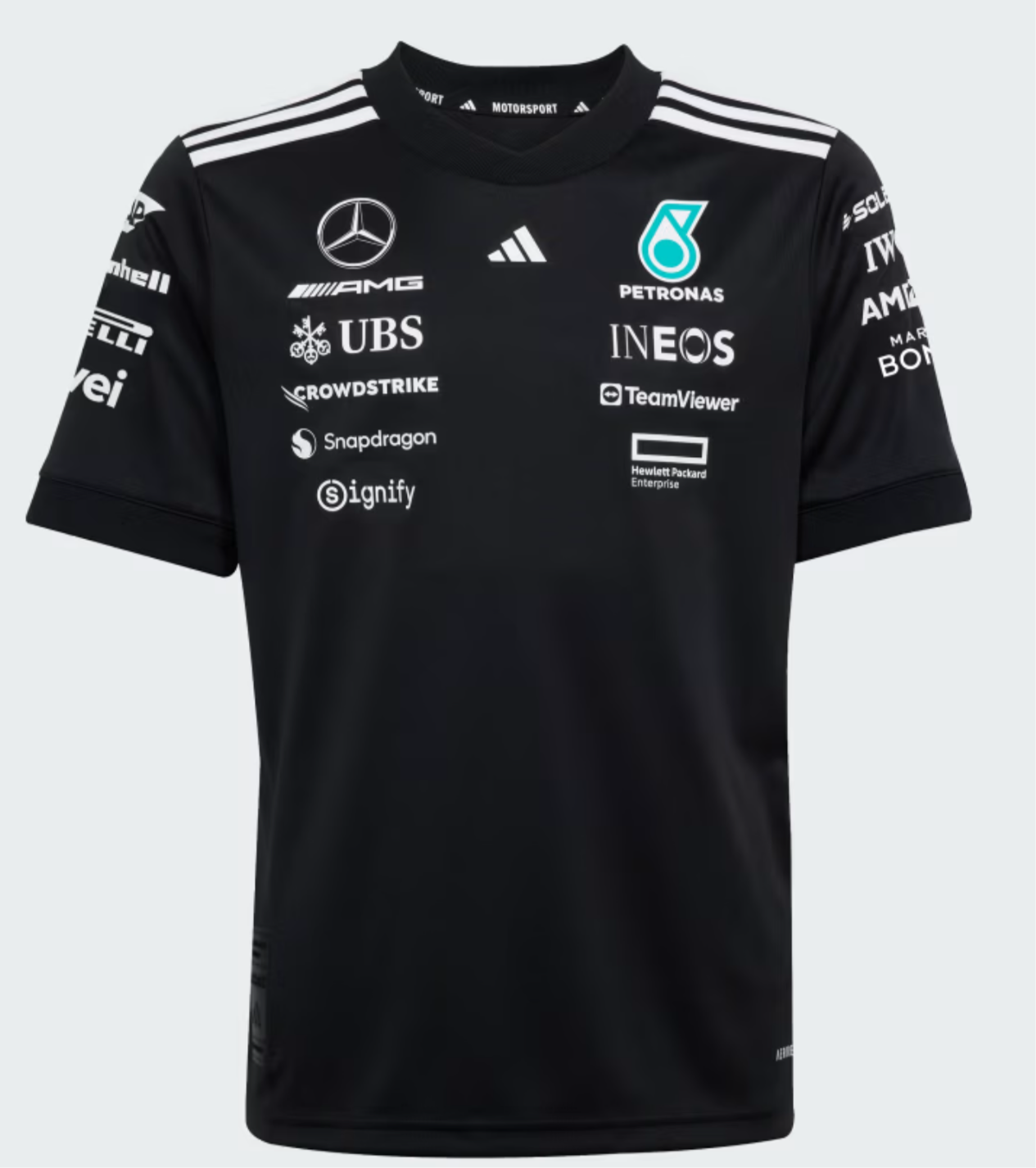 Playera Negra Mercedes AMG Petronas Adidas 2025 Team Driver