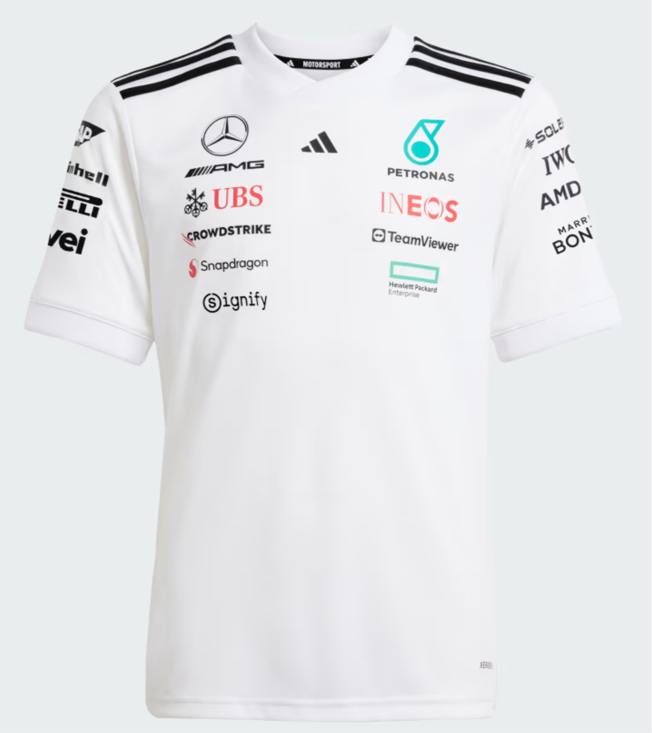 Playera Blanca Mercedes F1 Dama Replica 2025 Team Driver