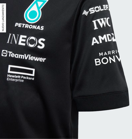 Playera Negra Mercedes AMG Petronas Adidas 2025 Team Driver