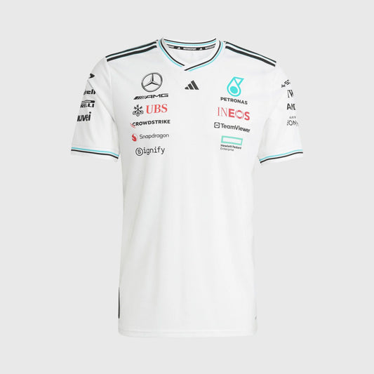Playera Authentic Blanco Mercedes AMG Petronas Oficial 2025 - Caballero