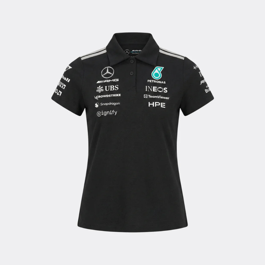 Playera Polo Mujer Mercedes-AMG Petronas F1 Team 2026 Oficial Negra