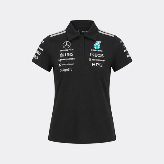 Playera Polo Mujer Mercedes-AMG Petronas F1 Team 2026 Oficial Negra